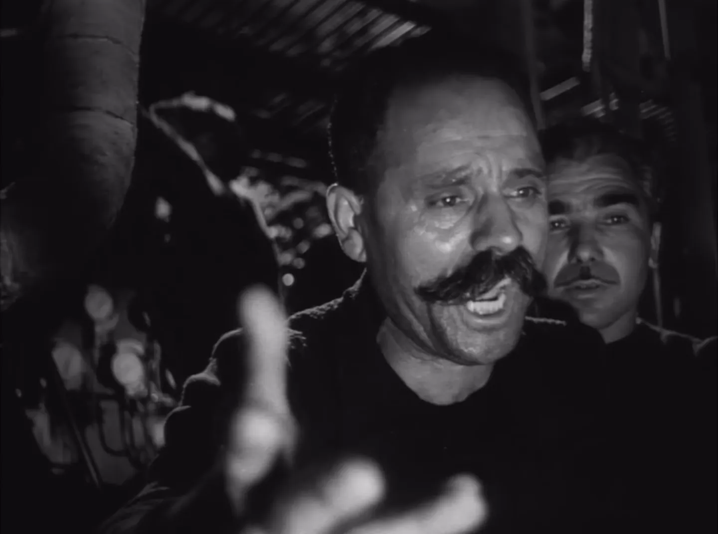 Engine room crisis and the ship in darkness; a classic noir peril transposed to sea