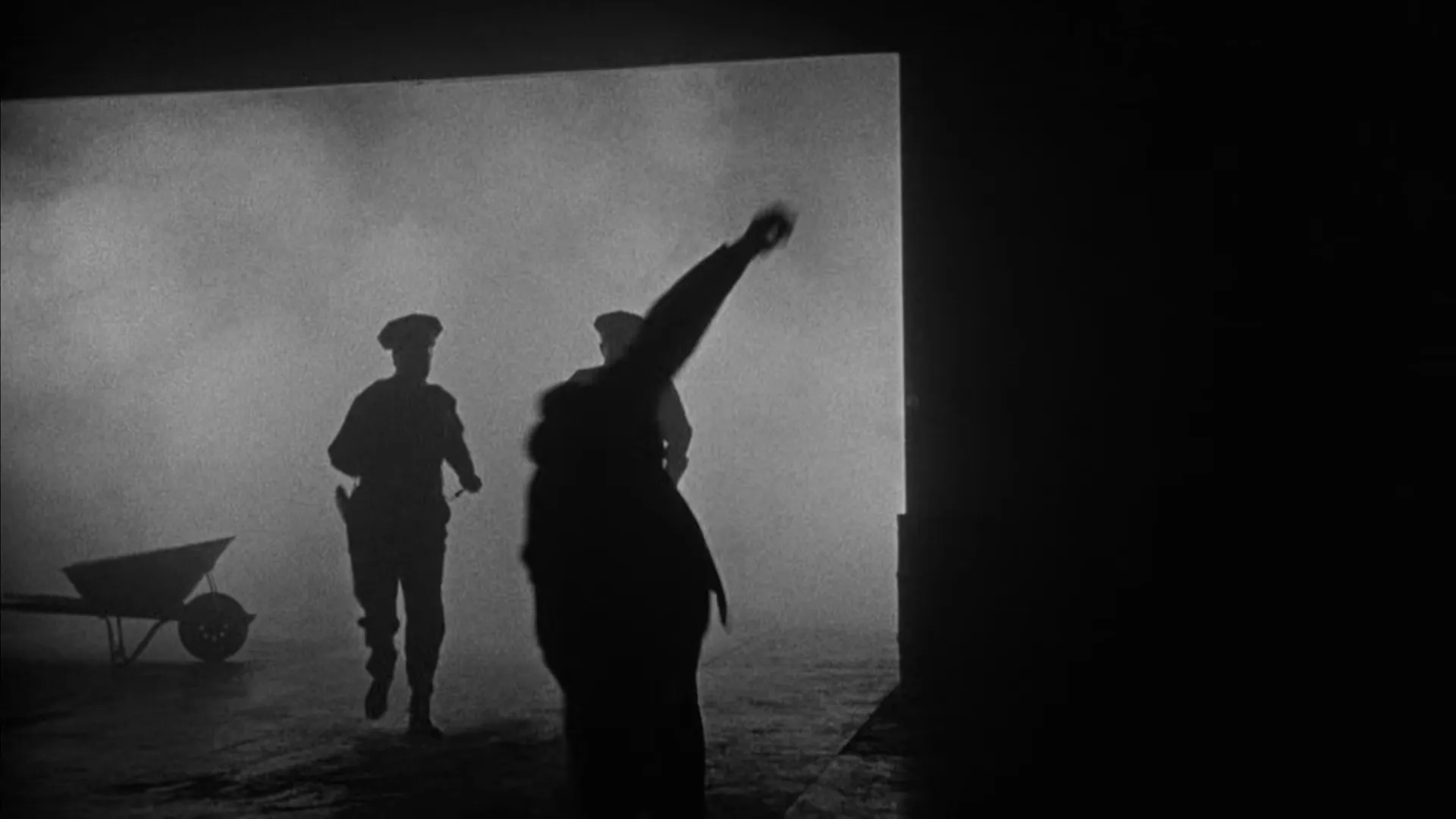 The climactic hangar scene: Brown dares the cops to kill him