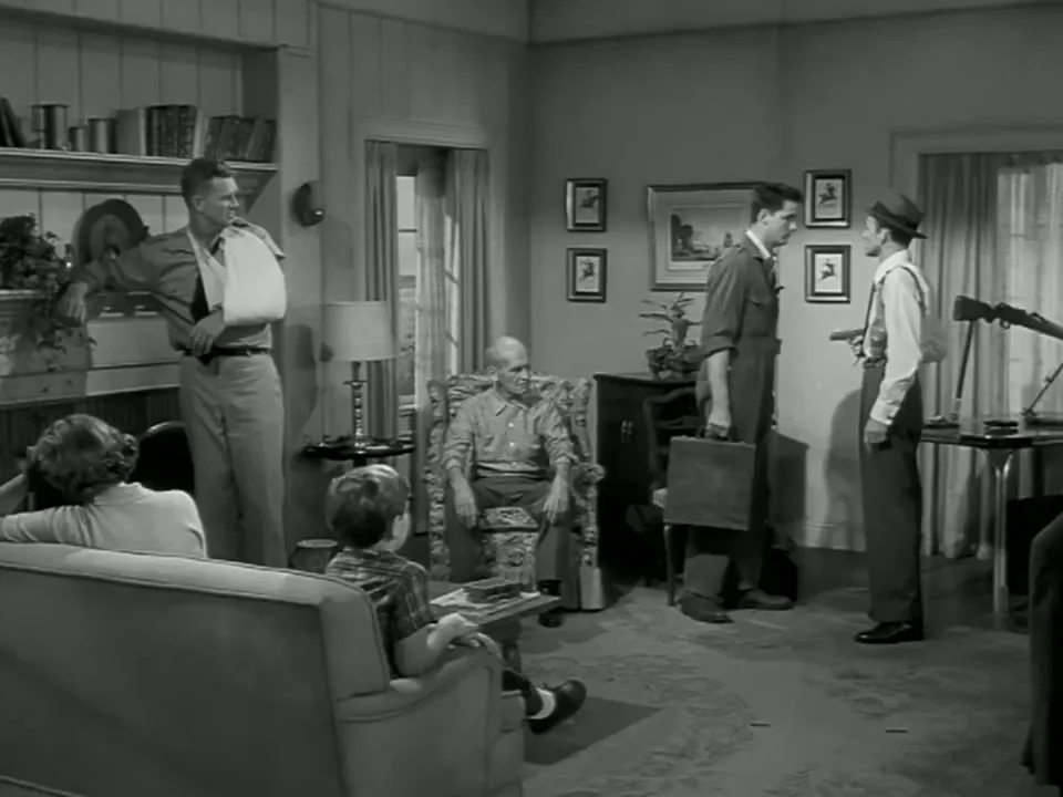 Jud (the TV repairman) is forced to participate—his arrival is a pivot in the plot