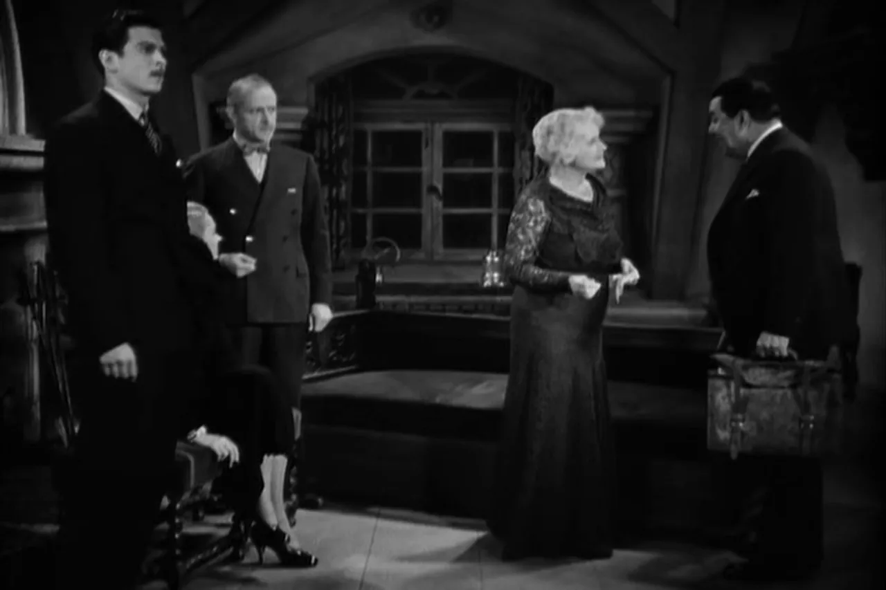 Charlie Chan arriving at Colby House, greeted by members of the family